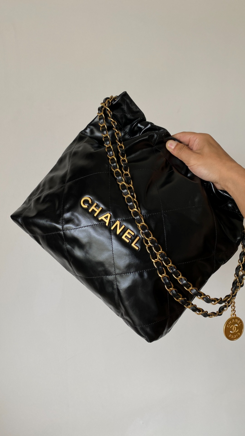 Chanel Mini Small And Large Classic Women's Waxed Leather Tote With Gold-tone Woven Chain Strap Shopping Bag Bags #193542