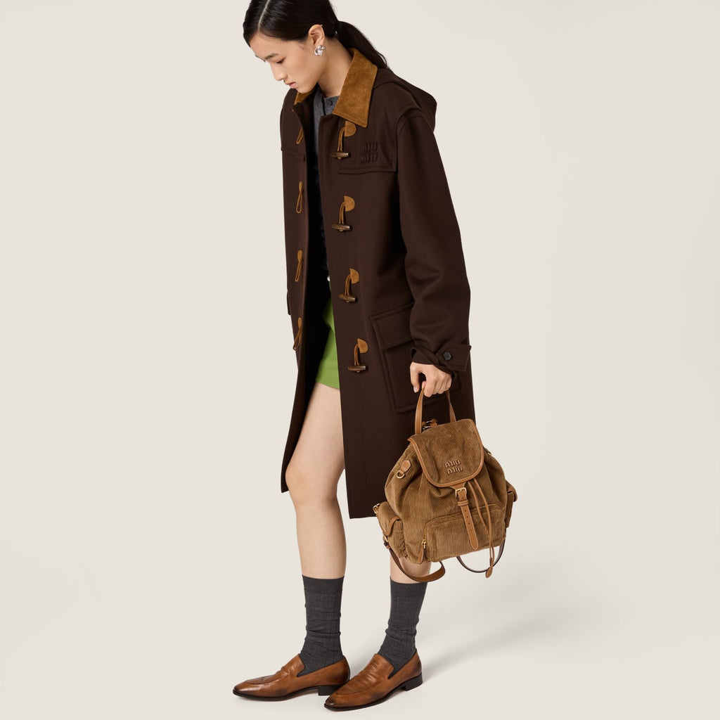 MiuMiu Large Cinnamon Corduroy Backpack #334155