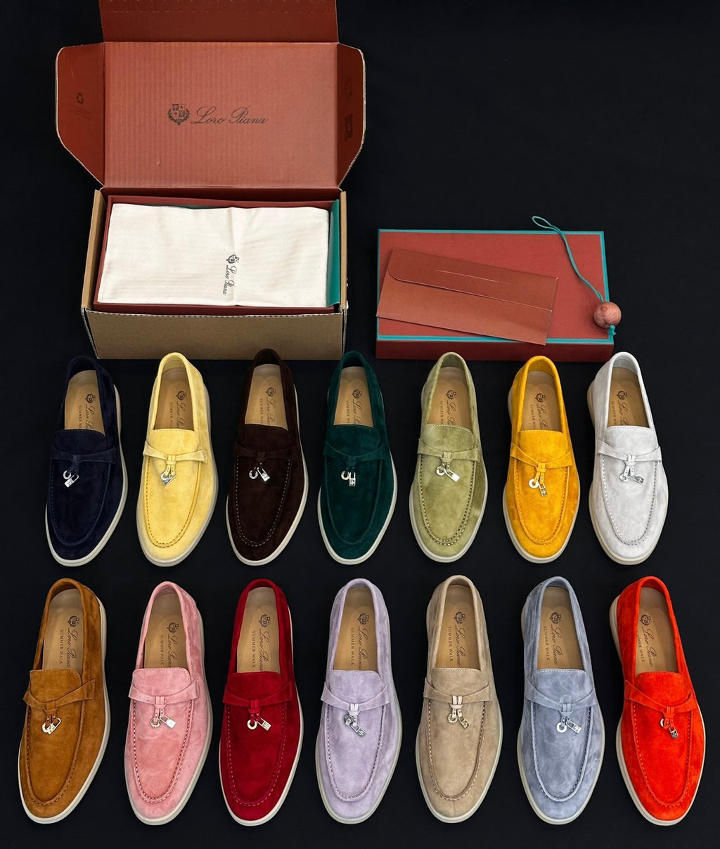 Loro Piana Women's Summer Charms Walk Mocassin Shoes Suede Round-Toe Solid-Color All-Season Casual Shoes #81538
