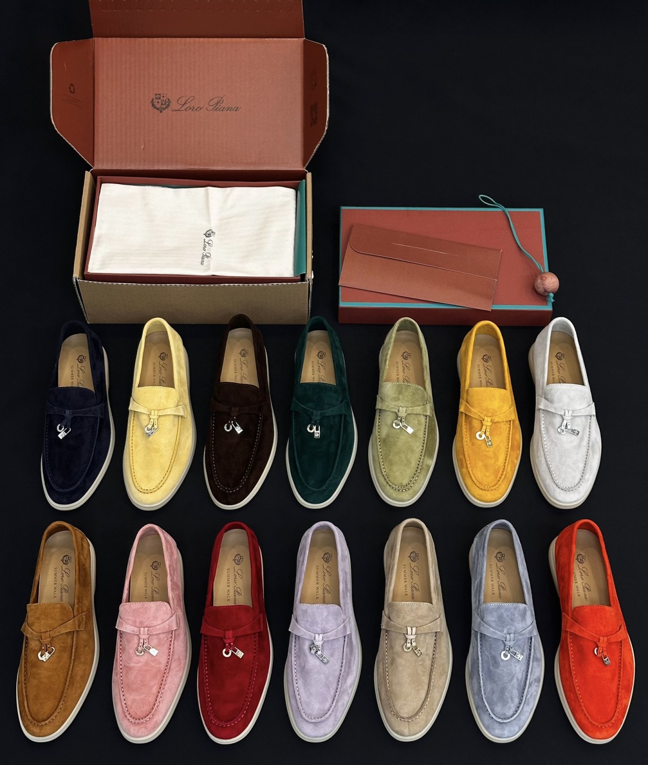 Loro Piana Women's Summer Charms Walk Mocassin Shoes Suede Round-Toe Solid-Color All-Season Casual Shoes #81538