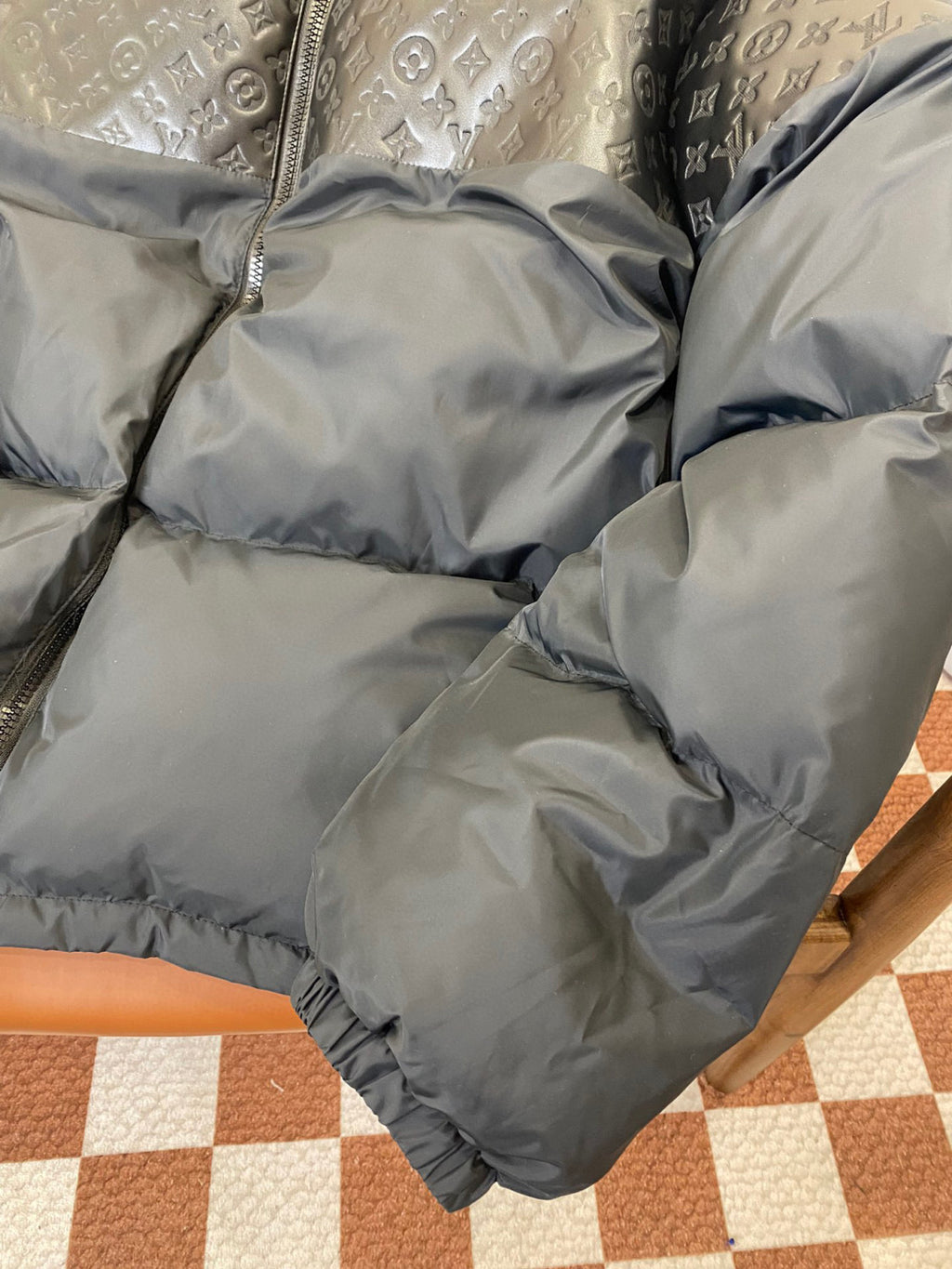 Louis Vuitton Patchwork Leather Puffer Down Jacket #96684