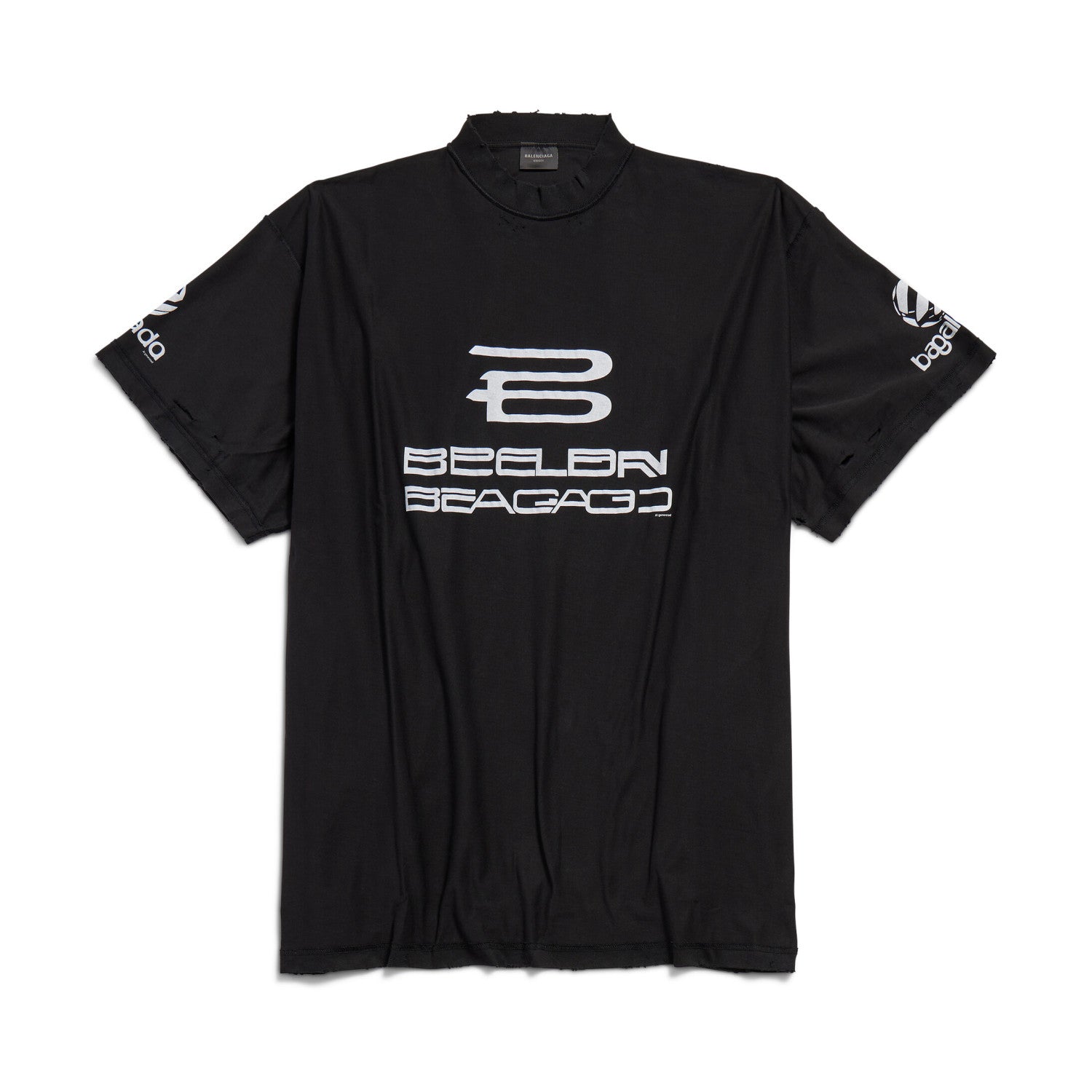Balenciaga Men's Summer Do-Over Letter Printed Plain Knit Cotton Round Neck Short Sleeve T-Shirt #98971