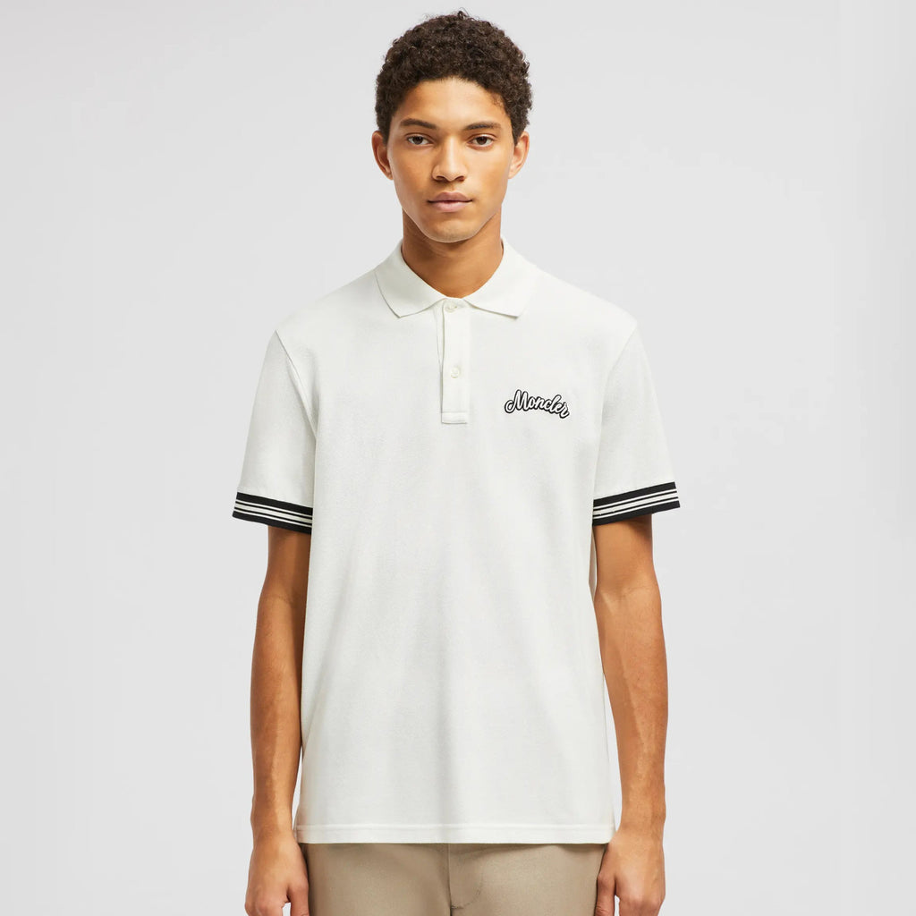 Moncler Men's Summer Embroidered Letter Print Polo Neck Solid Color Short Sleeve T-Shirt #75655