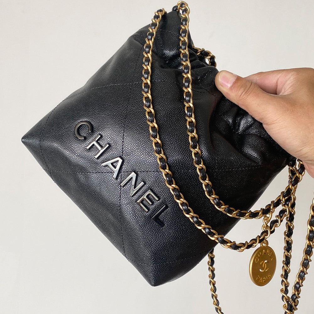 Chanel 22 Bag Mini Bags 18 X 20 X 6.5 CM Collection Link Suede Rivet Style Antique Silver Buckle Italian Bonaudo Suede Calfskin Apricot Silver Buckle Women's Luxury Chain-strap Tote Bag Bags Metallic-colored Leather Tends To Fade Easily  #193540