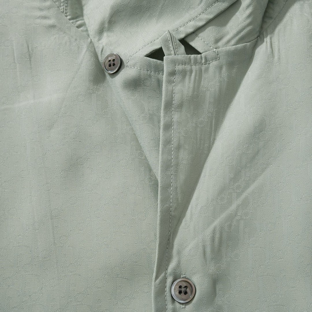 Dior Men's Summer Solid Color Letter Printed V-Neck Single Breasted Short Sleeve Shirt #76919