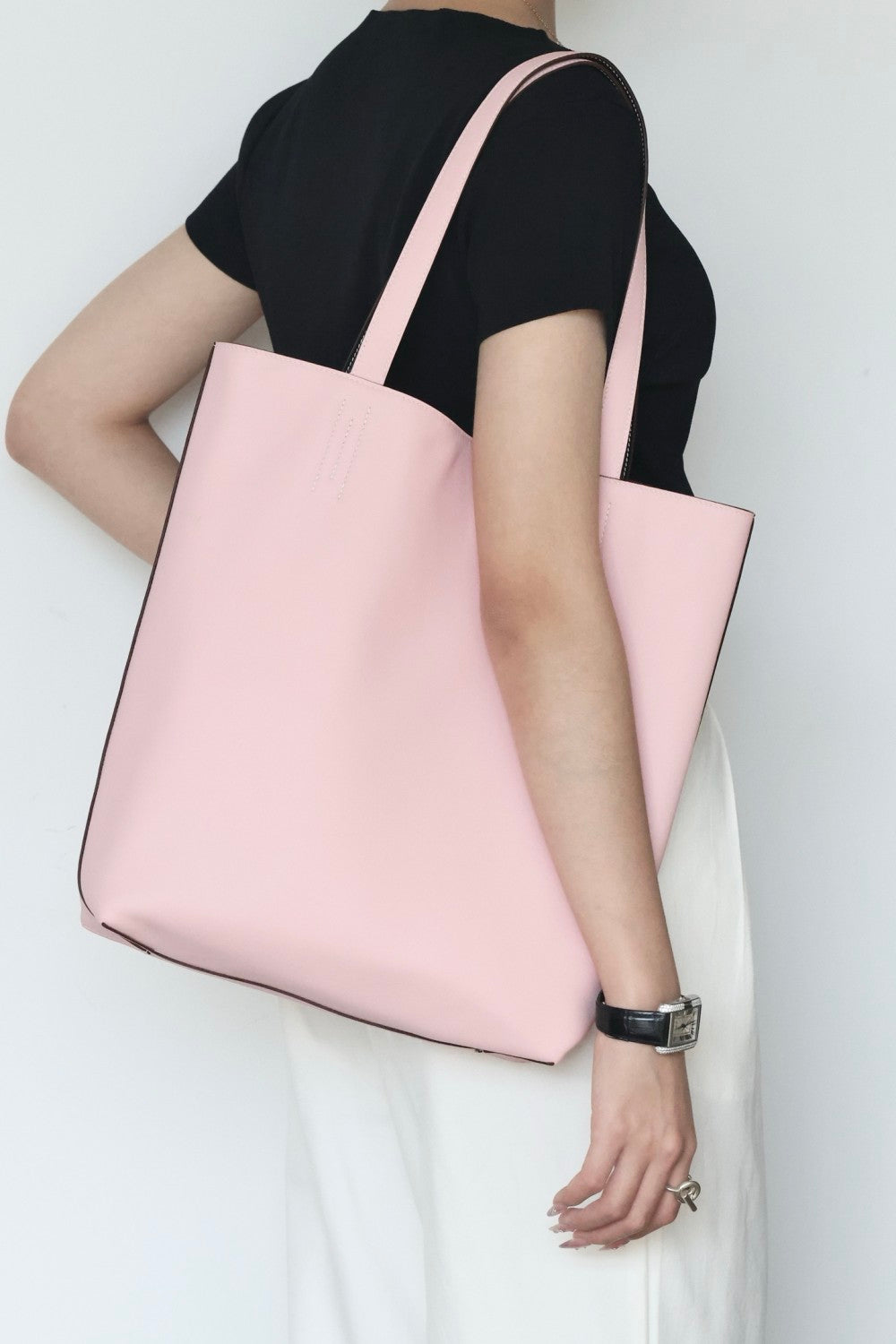 Hermes Women's Double Sensneo Calfskin Shoulder Bag Fashionable Color-Blocked Open Bag Double-Sided Tote Bag With Makeup Bag Bags Ngvp H086707CAAL #2277
