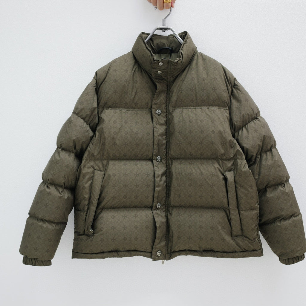 Chrome Hearts Men's And Women's Winter Fashion Classic High Neck Single Button Solid Color Classic All Over Print Cotton Outerwear Jacket #79232