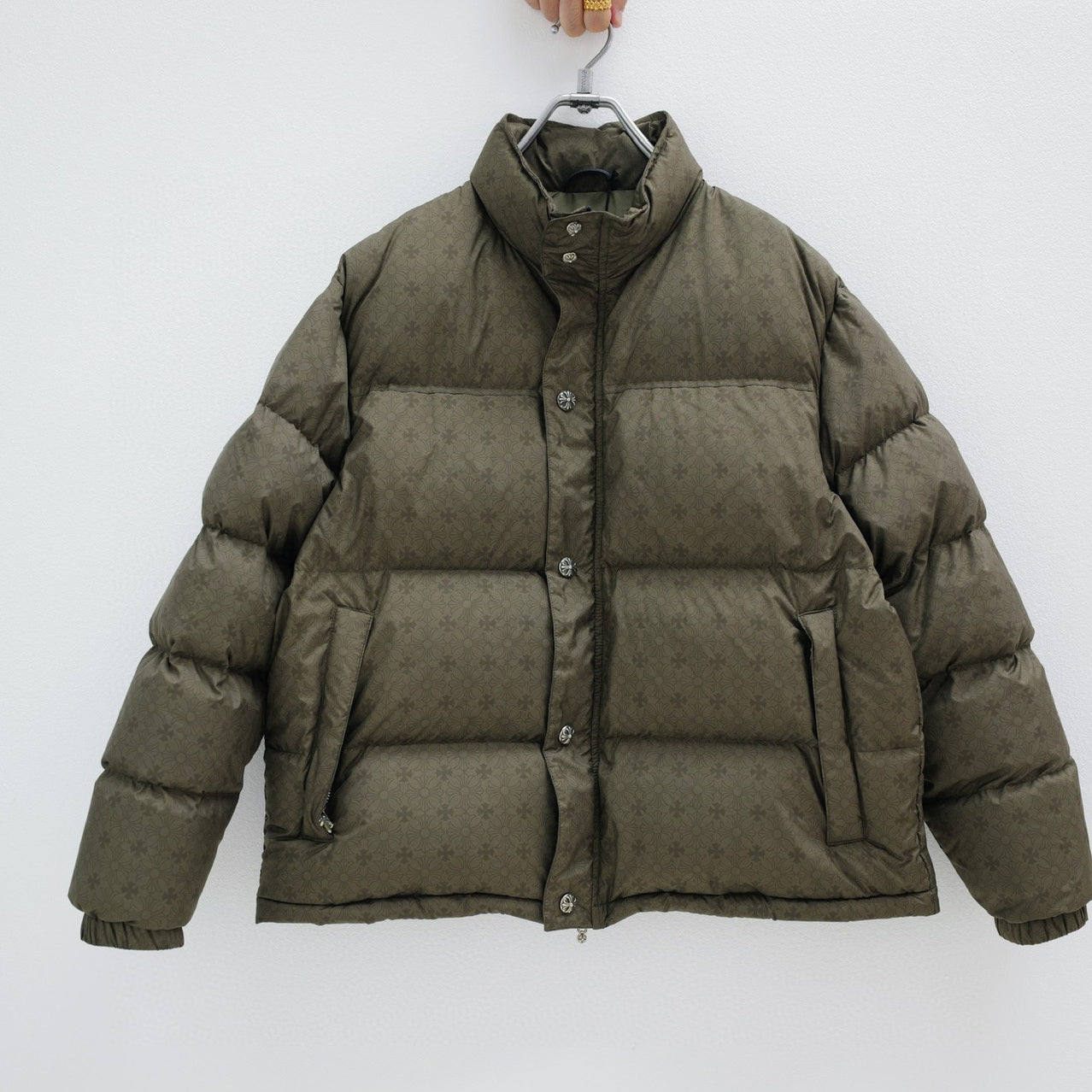 Chrome Hearts Men's And Women's Winter Fashion Classic High Neck Single Button Solid Color Classic All Over Print Cotton Outerwear Jacket #79232