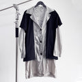 Raf Simons Men's Spring And Summer Punk Fake Two Pieces Splicing Silver Poplin Long Trench Coat Loose Jacket Ngvp #2464