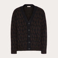 Valentino Men's Spring And Autumn Black V-neck Long Sleeve Single-Breasted Knit Shirt Cardigan #97842