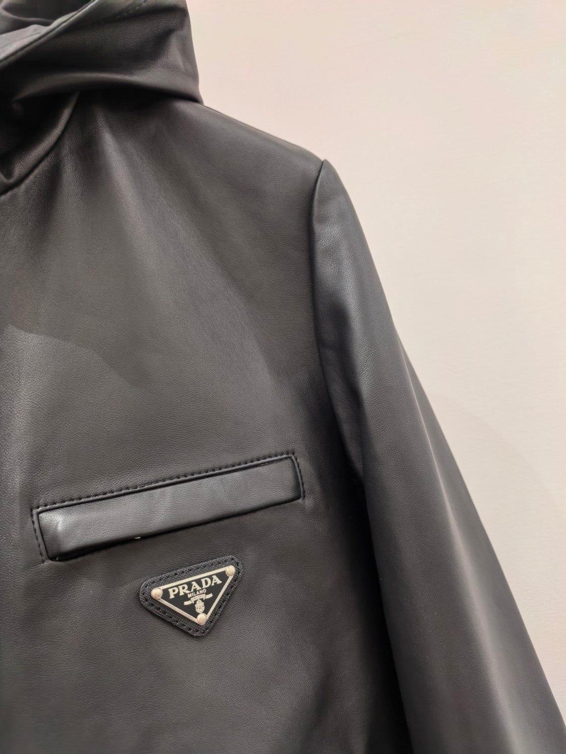 Prada Men's Autumn/Winter Solid Color Reversible Nappa Leather and Re-Nylon Waistcoat Jacket #77778