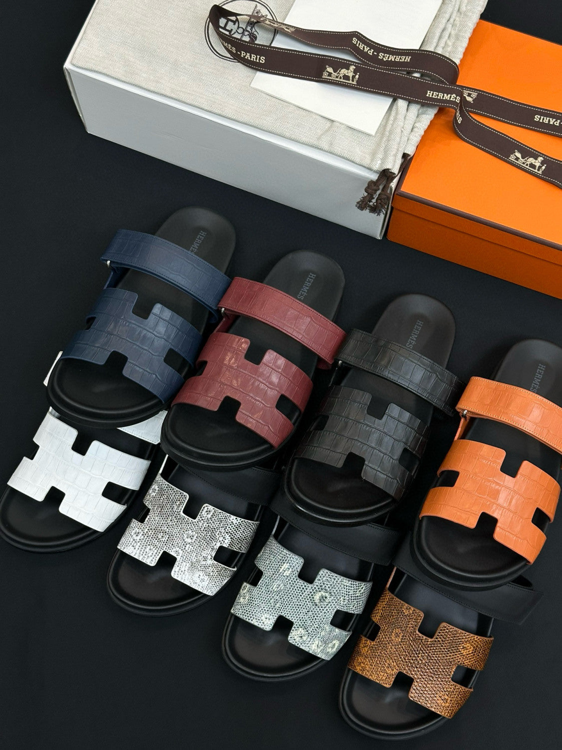 Hermes Men's Women's Simple Comfortable Velcro Casual Leather Sandals Slippers Shoes #76396