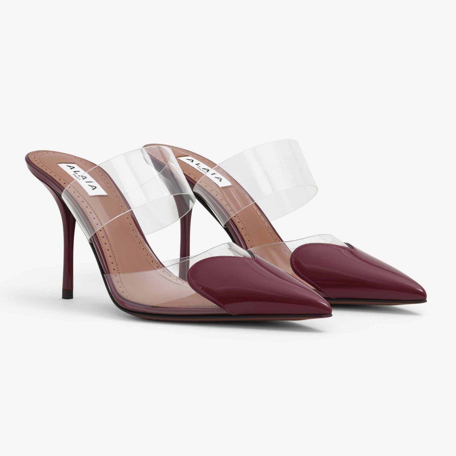 Alaia Women's  High Love Fine Heel Sandals Patent Leather Cowhide Fashion Elegant High Heel Leather Bottom High Heel Shoes #81433
