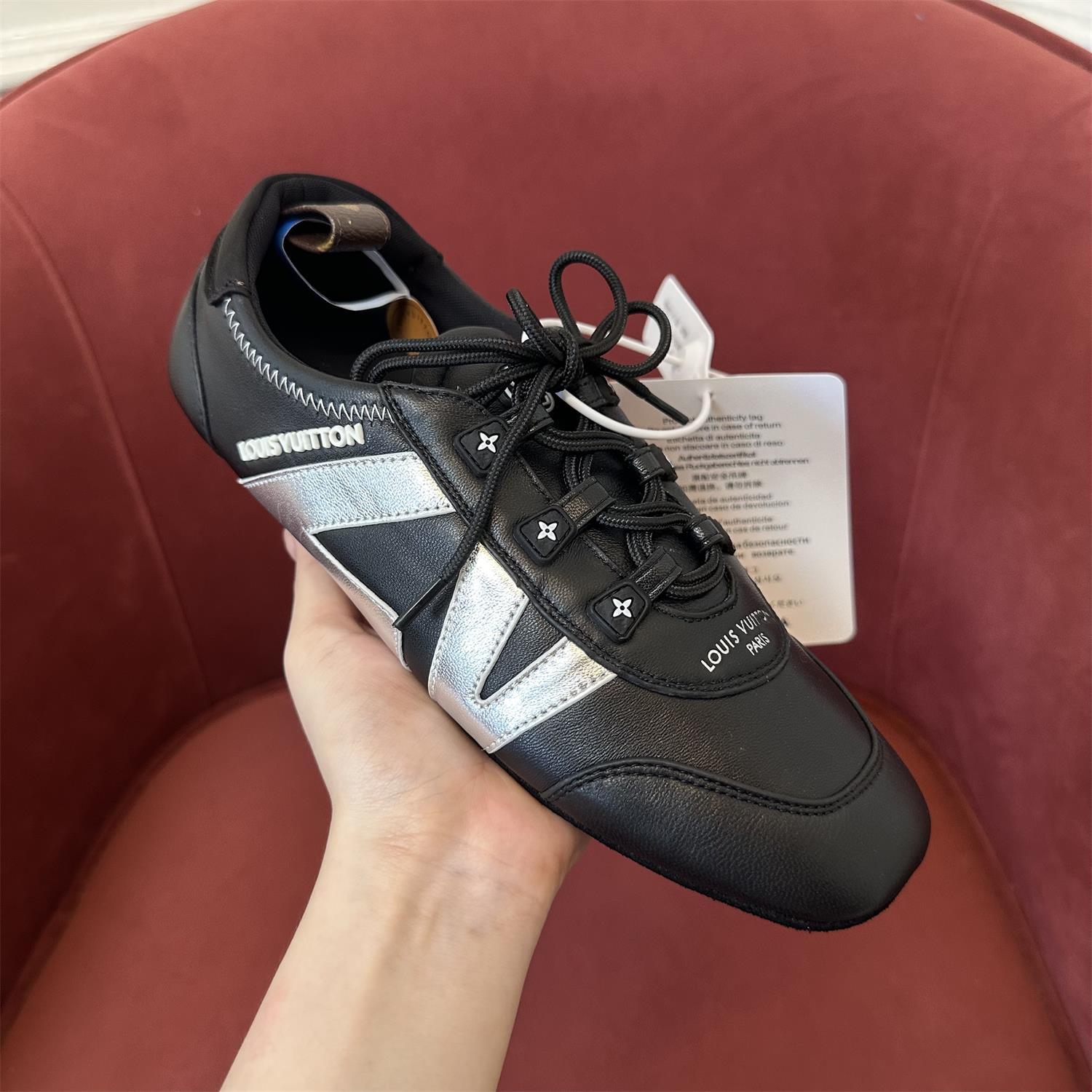 Louis Vuitton SNEAKERINA Men's And Women's Four Seasons Colorblocking Round Toe Lace Up Sheepskin Low Top Ballet Derby Shoes #77535