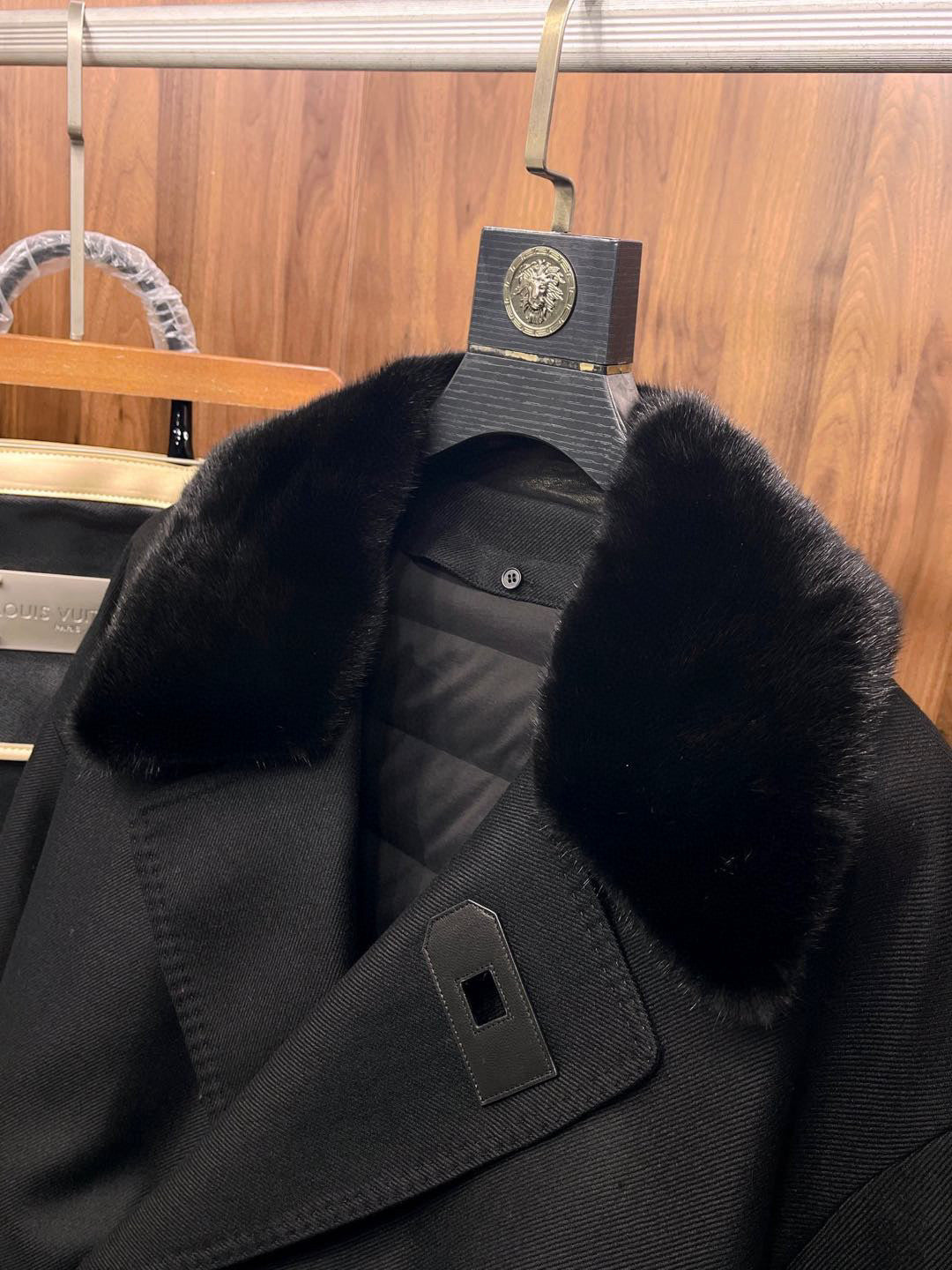 Louis Vuitton Men's Fall And Winter Mink Fur Collar Casual Down Jacket With Multiple Pockets Long Coat Ngvp #9873