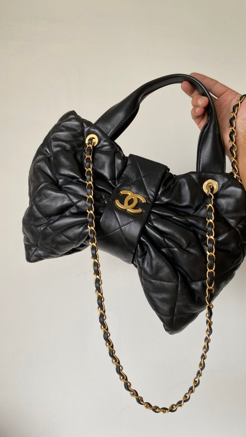 Chanel Women's Fashion Classic Solid Color Leather Bow Handbag Brand Logo Chain Bag Tote Crossbody Bag Bags #78911