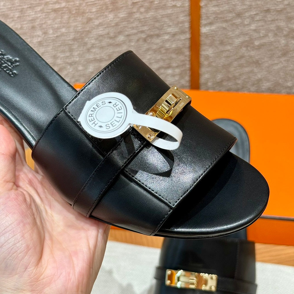 Hermes Women's Summer Fashion Casual Round Toe Chunky Heel Leather Gigi Kelly High Heel Sandals Shoes #78798