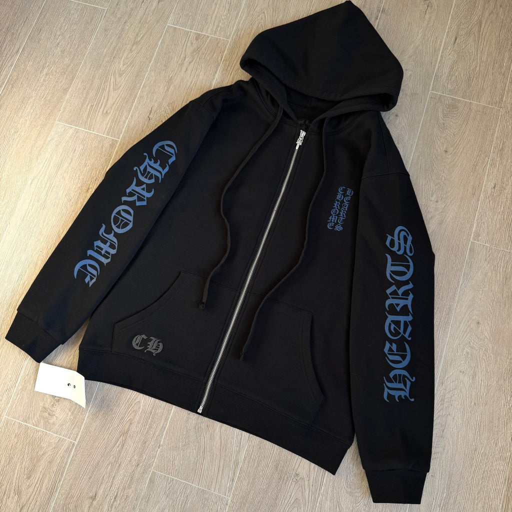 Chrome hearts Sanskrit Letter Logo Zipper Hooded Sweatshirt #333725