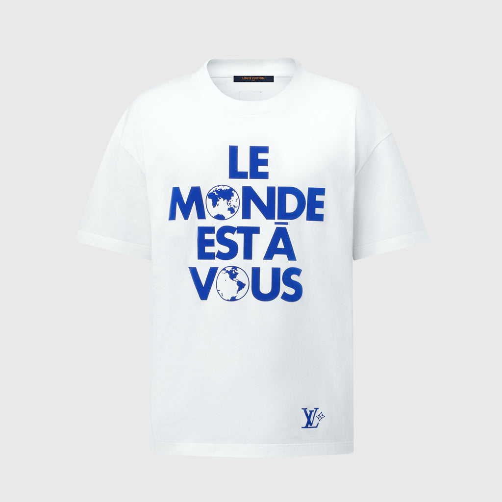 Louis Vuitton Men's Spring/Summer Graphic Cotton Letter Print Casual Fit Short Sleeve T-Shirt #71828