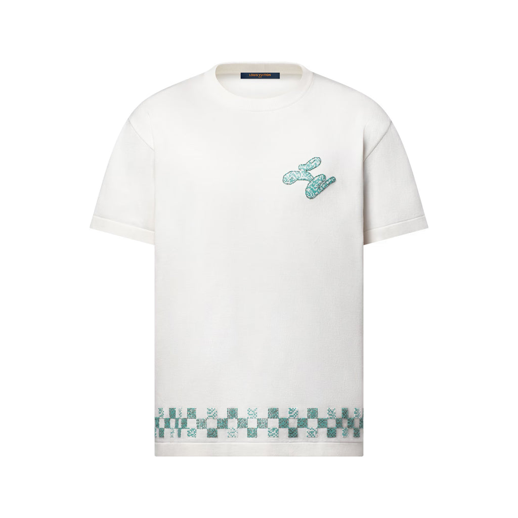 Louis Vuitton Men's Summer Embroidered Beaded Small Snake Pattern Solid Color Round Neck Short Sleeve T-Shirt #77554