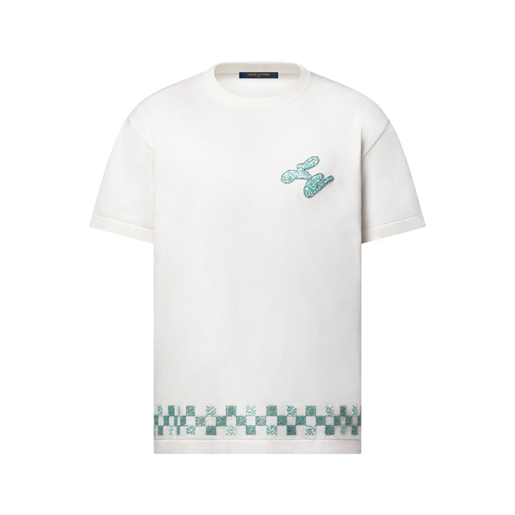 Louis Vuitton Men's Summer Embroidered Beaded Small Snake Pattern Solid Color Round Neck Short Sleeve T-Shirt #77554