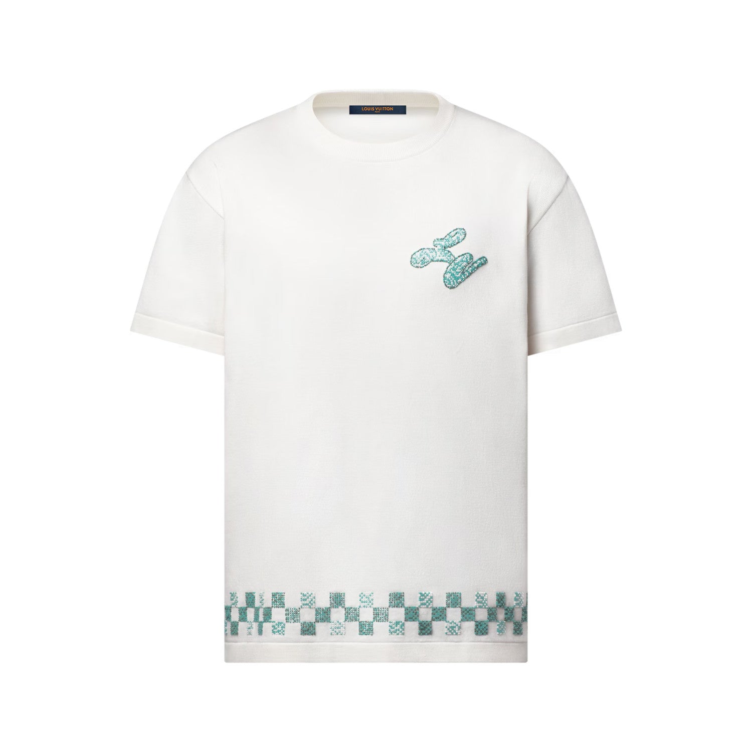 Louis Vuitton Men's Summer Embroidered Beaded Small Snake Pattern Solid Color Round Neck Short Sleeve T-Shirt #77554
