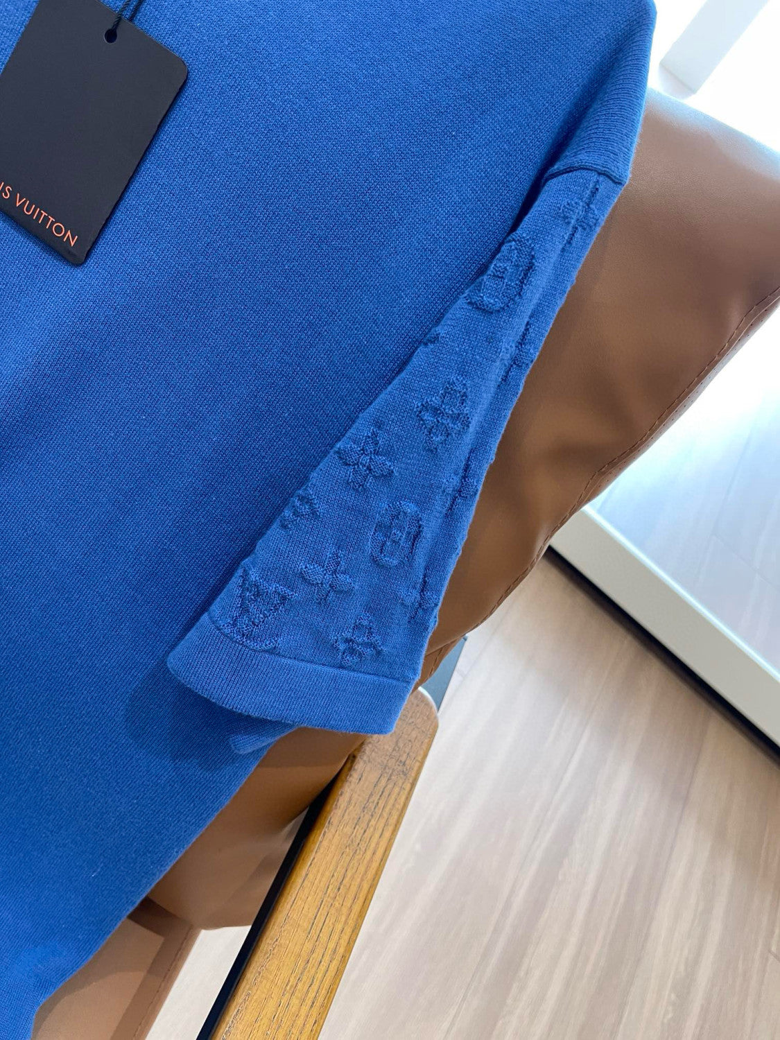 Louis Vuitton Men's Summer Blue Logo Jacquard Round Neck Cotton Short Sleeve T-Shirt #98663