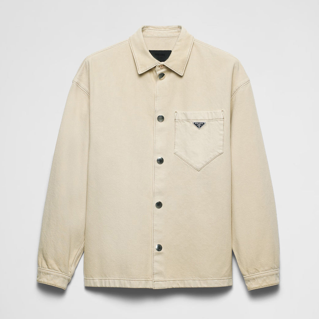 Prada Men's Spring And Fall Solid Color Single Breasted Long Sleeved Denim Shirt Jacket #73899