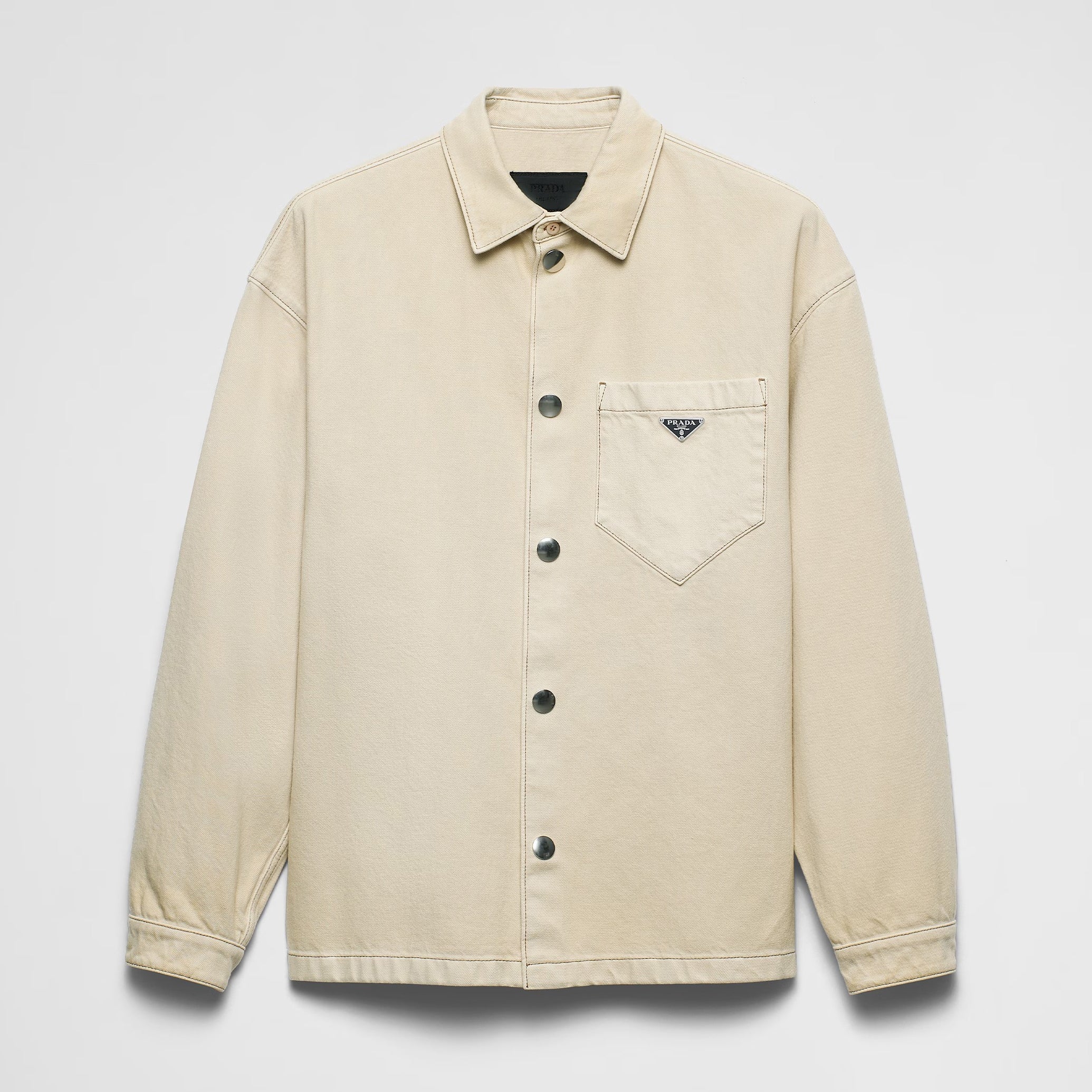 Prada Men's Spring And Fall Solid Color Single Breasted Long Sleeved Denim Shirt Jacket #73899