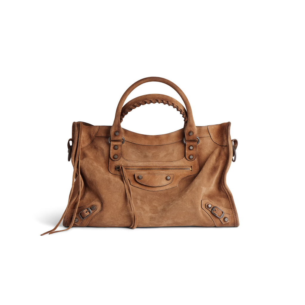 Balenciaga LE CITY Medium Handbag Women's Fashion Luxury Solid-Colour Suede Tote Bag Crossbody Bag Bags 8230582AB2A1143 Ngvp #2434
