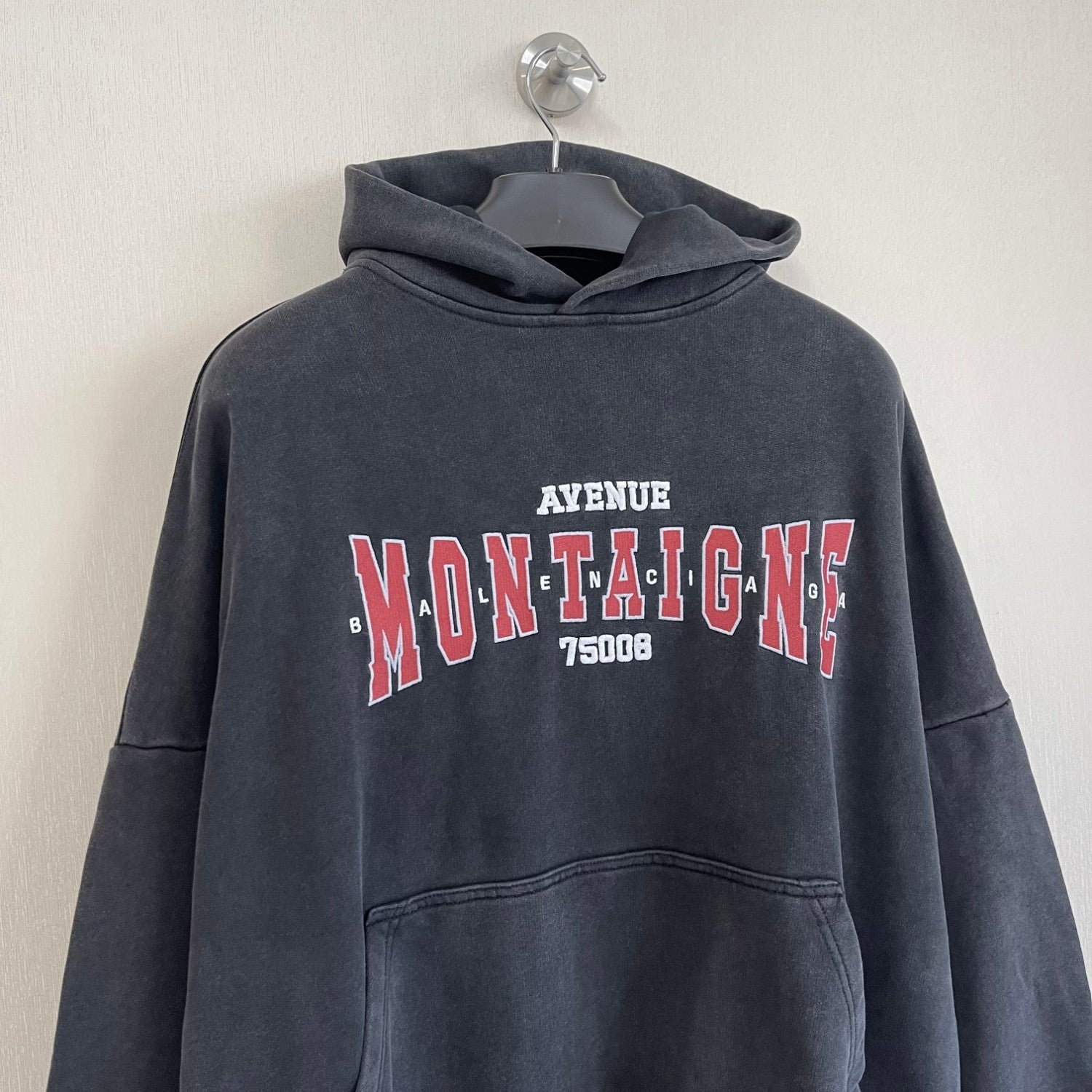 Balenciaga Men Women Spring Autumn High Street Letter Print Black Cotton Faded Loose Long Sleeve Hooded Sweatshirt Ngvp #9345