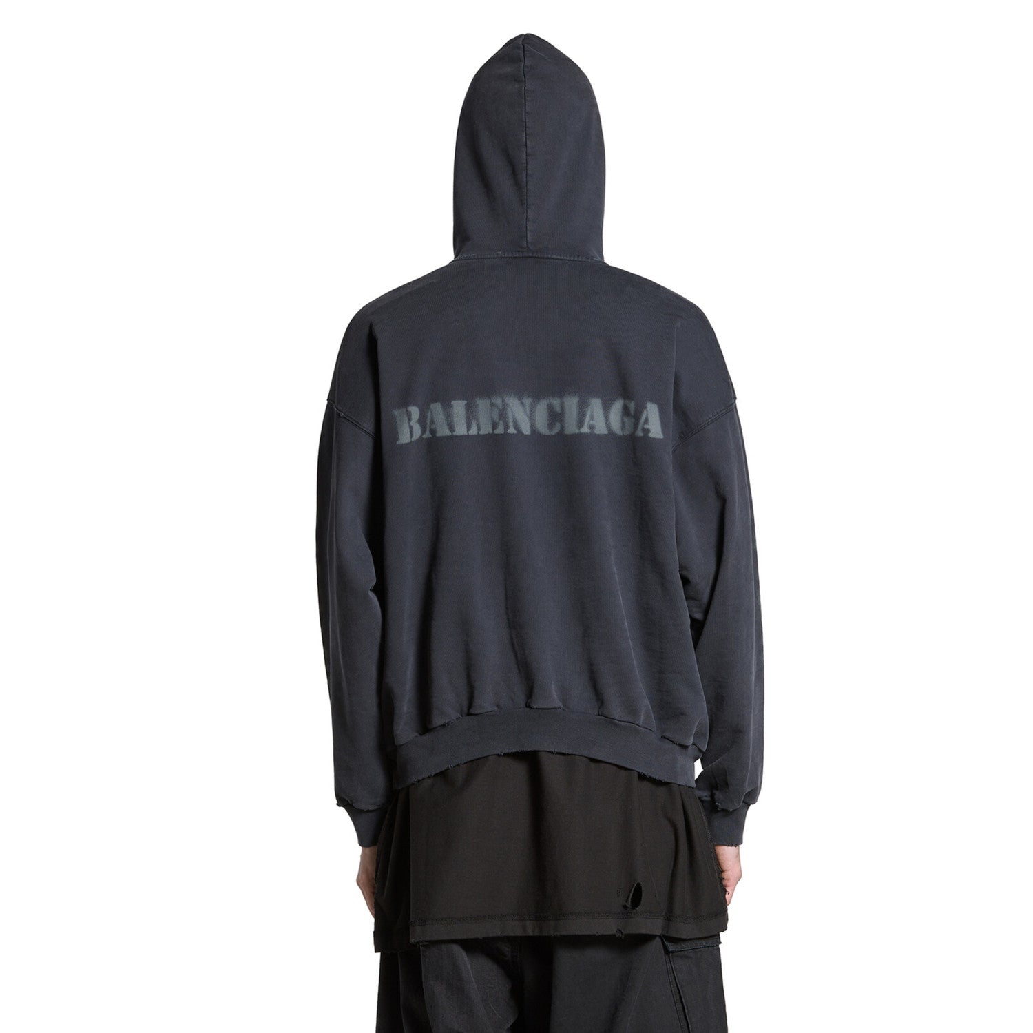 Balenciaga STENCIL TYPE HOODIE Men's Women's Spring & Fall Medium Fit Hooded Sweatshirt Kangaroo Pocket Print Fashion High Street Retro Trend Pullover Hoodie #71614