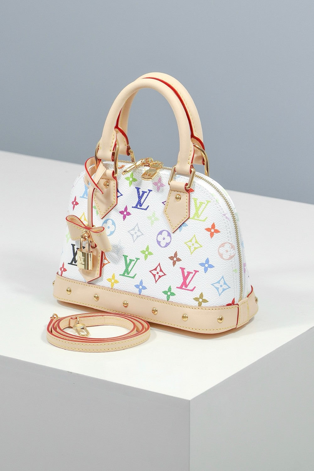 Louis Vuitton LV x TM ALMA BB Women's Letter Printed Zipper Closure Removable Shoulder Strap Calfskin Shoulder Crossbody Handbag Bag Bags #76676