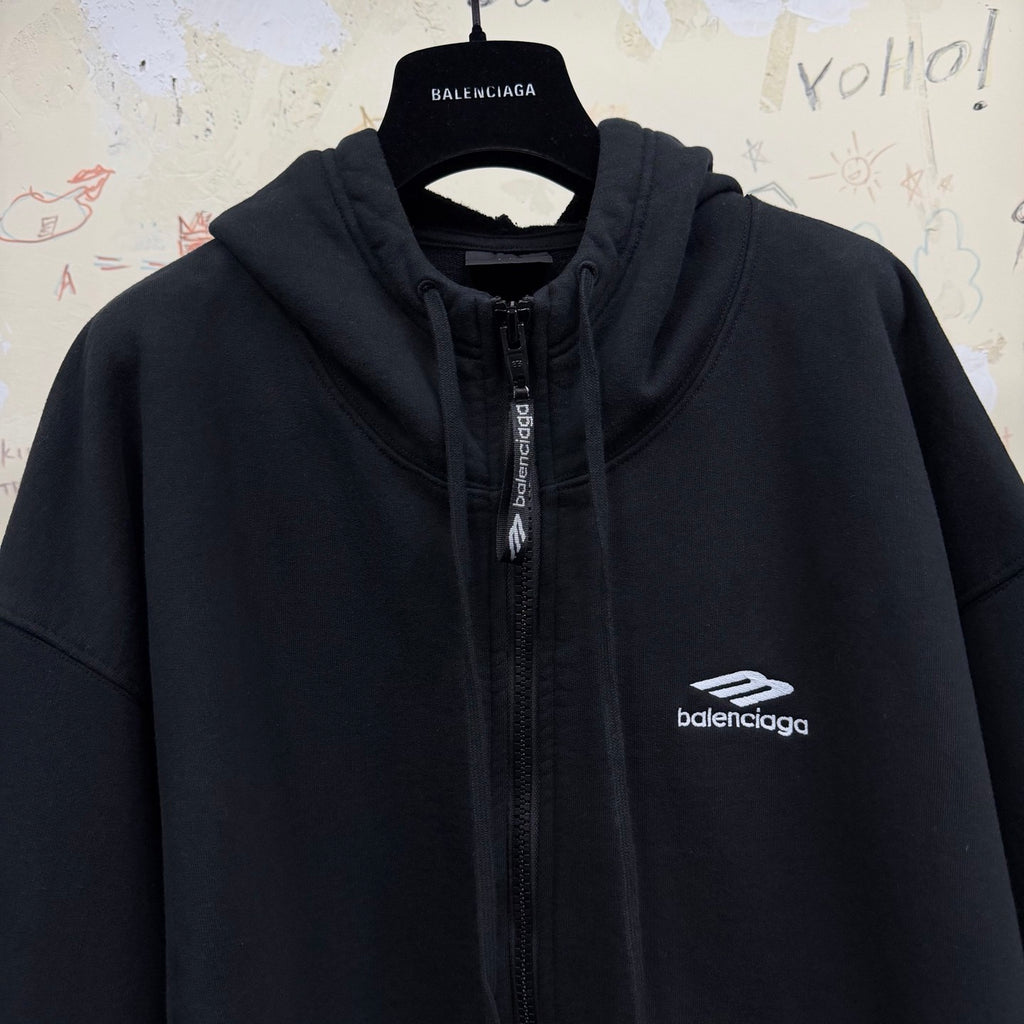 Balenciaga Top-quality Version Men's 3b Sports Icon Half-zip Hoodie in Washed #336946
