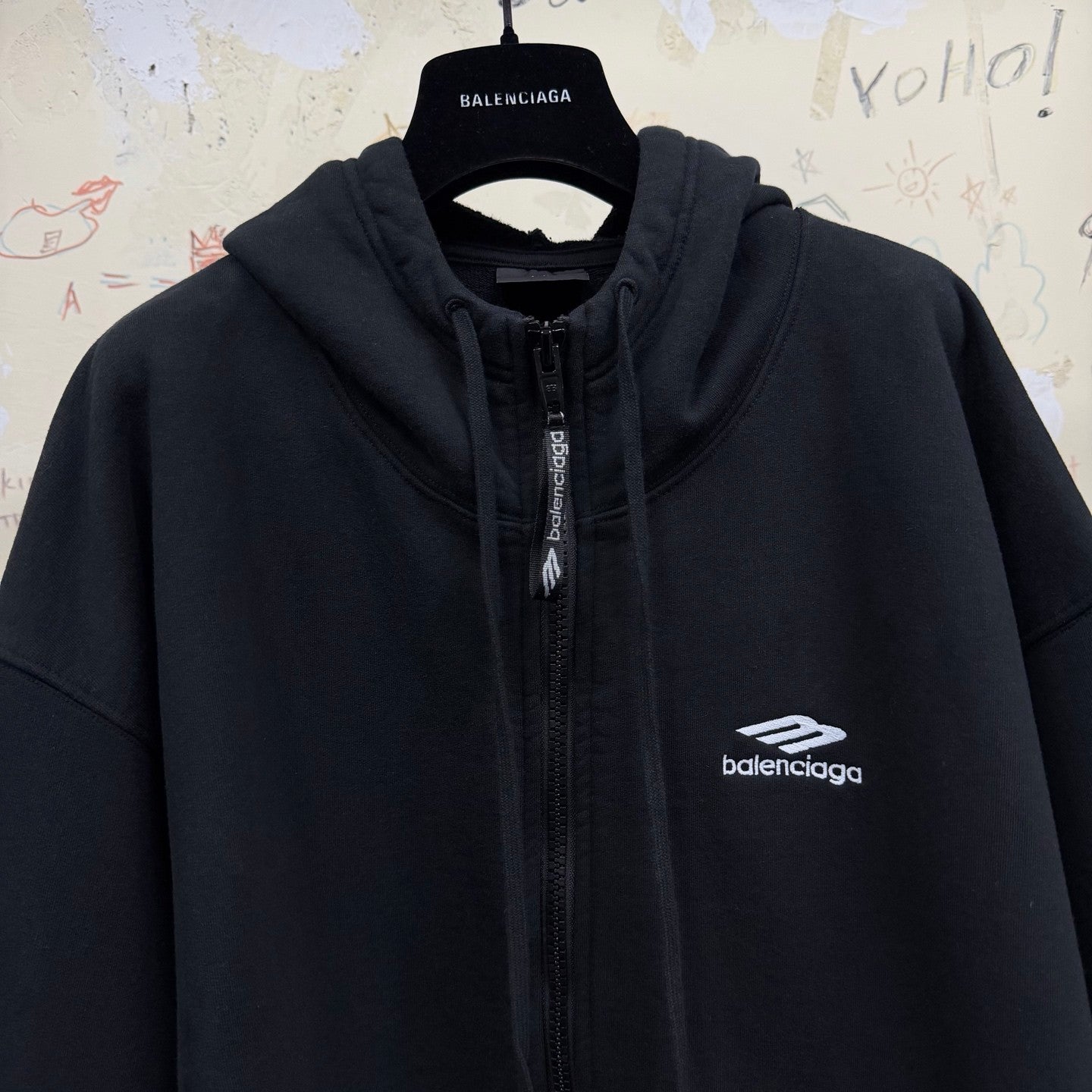 Balenciaga Top-quality Version Men's 3b Sports Icon Half-zip Hoodie in Washed #336946