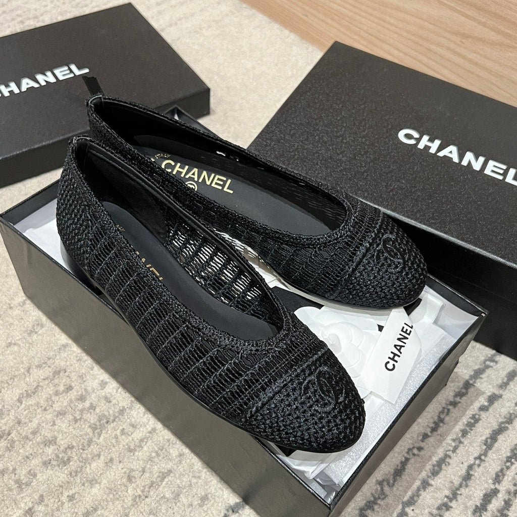 Chanel Women's Summer Colour-Block Knitted Casual Ballet Flats Shoes #76994