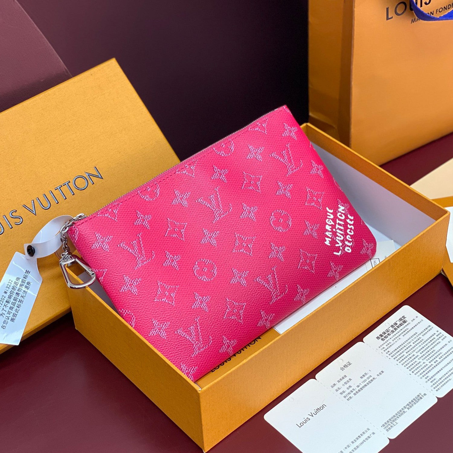 LOUIS VUITTON Medium Key Wallet Monogram Heritage Canvas Chain Hook Zipper Mini Wallet Bag Bags  Key Pouch M27109 #82262A