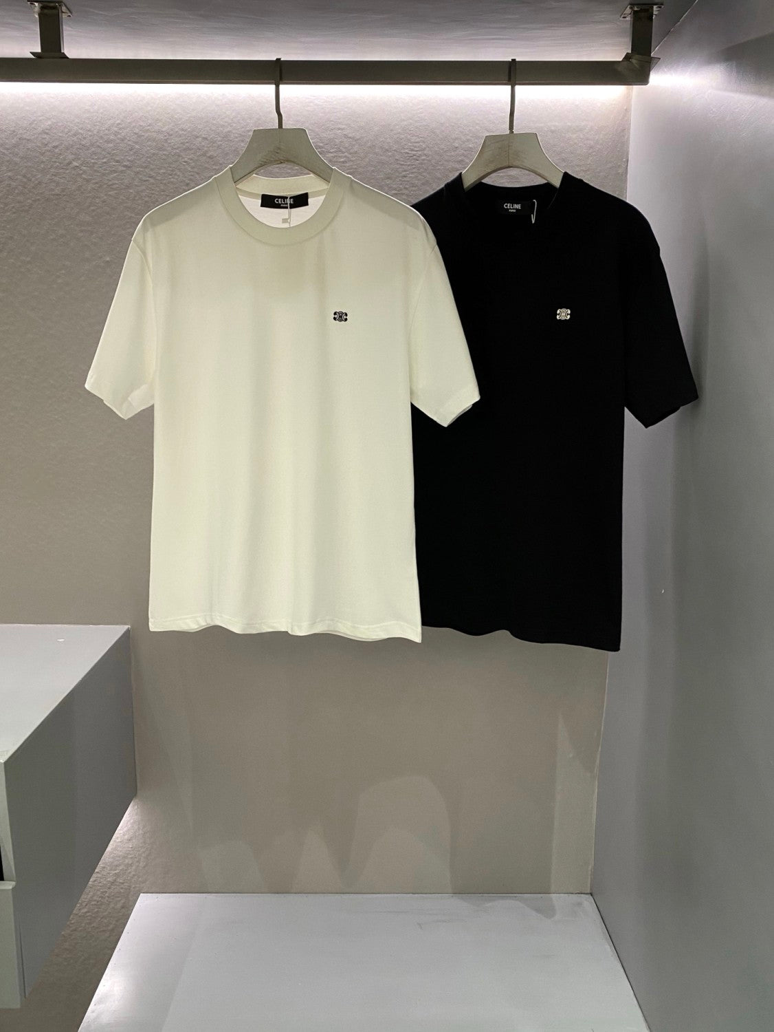 Celine Triomphe Cotton Plain Knit Loose T-Shirt C Spring And Summer Men And Women Fashion Round Neck Short Sleeve Logo Embroidery T-Shirt #81149
