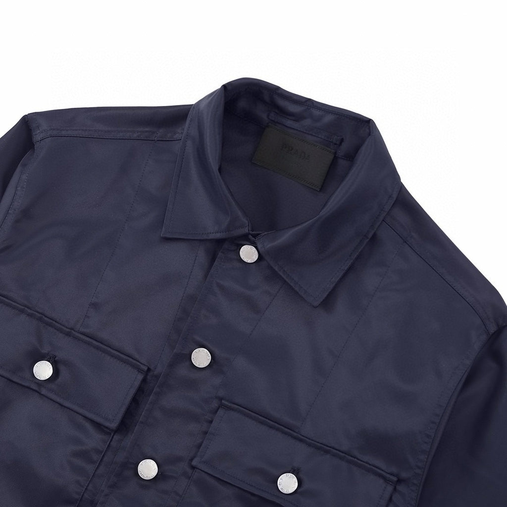 Prada Men's Spring And Fall Solid Color Nylon Lapel Single Breasted Long Sleeved Jacket #72496