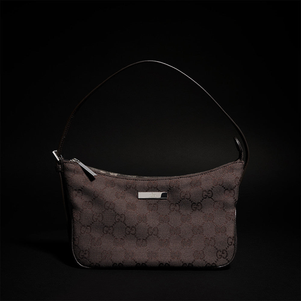 Gucci Lady Lunetta Collection Small Shoulder Bag Deep Blue Gg Denim Sand Brown And Dark Brown Classic Elegant And Stylish Shoulder Bag Bags 874743FAF7X2543 #84293A