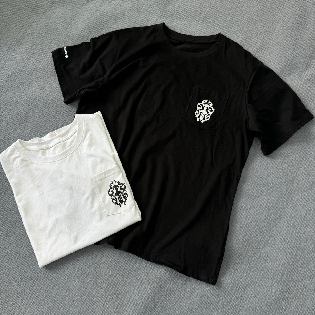 Chrome Hearts Men's Summer Solid Color Sanskrit Print Round Neck Cotton Short Sleeve T-Shirt #77172