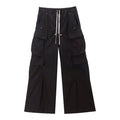 Rick Owens Men's Spring & Fall Black Multi-Pocket Drawstring Zipper Wide Leg Flared Pants #72482