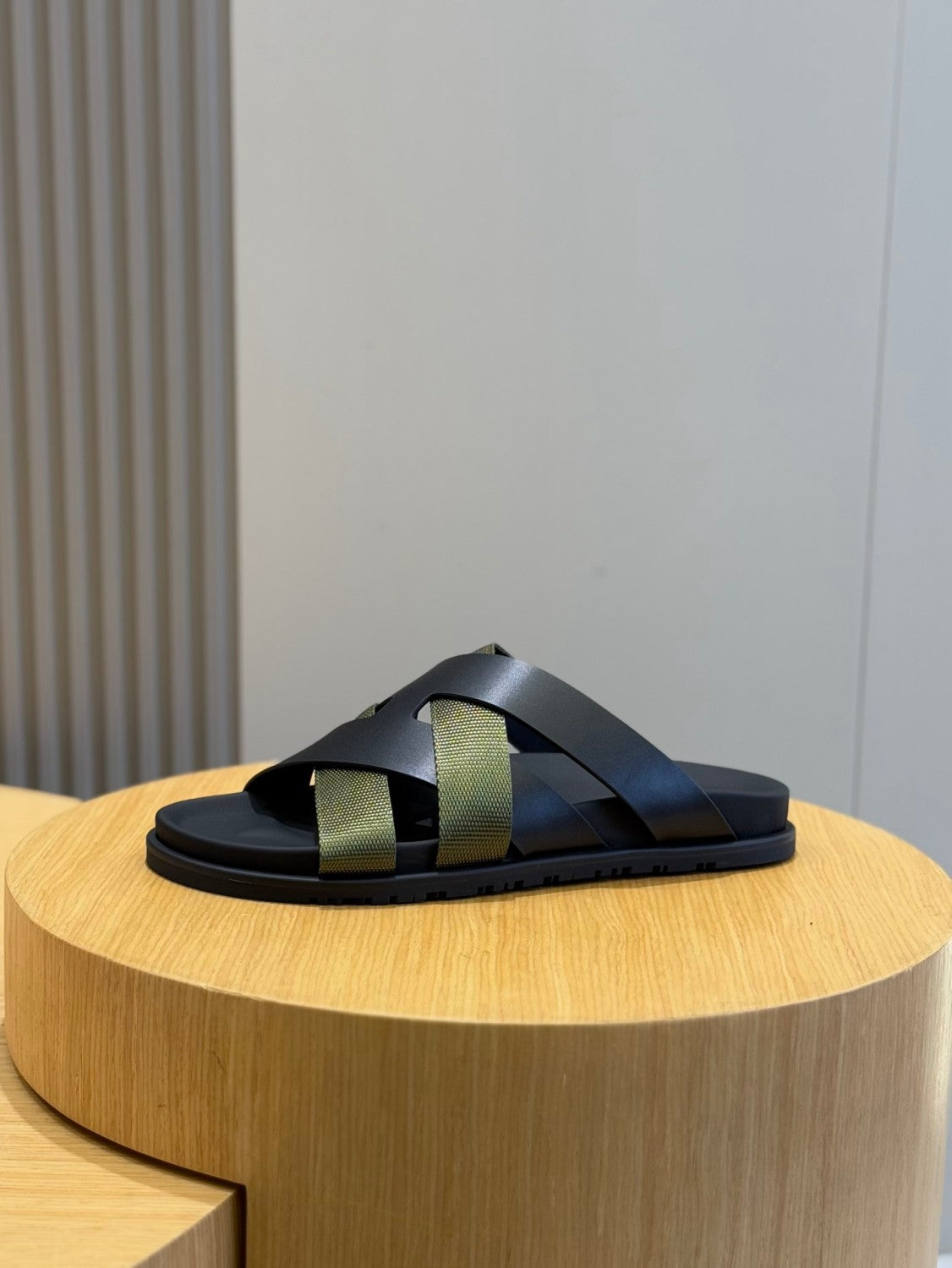Hermes Men's Summer Solid Color Leather Suede Patchwork Sandals Slippers Shoes #76385