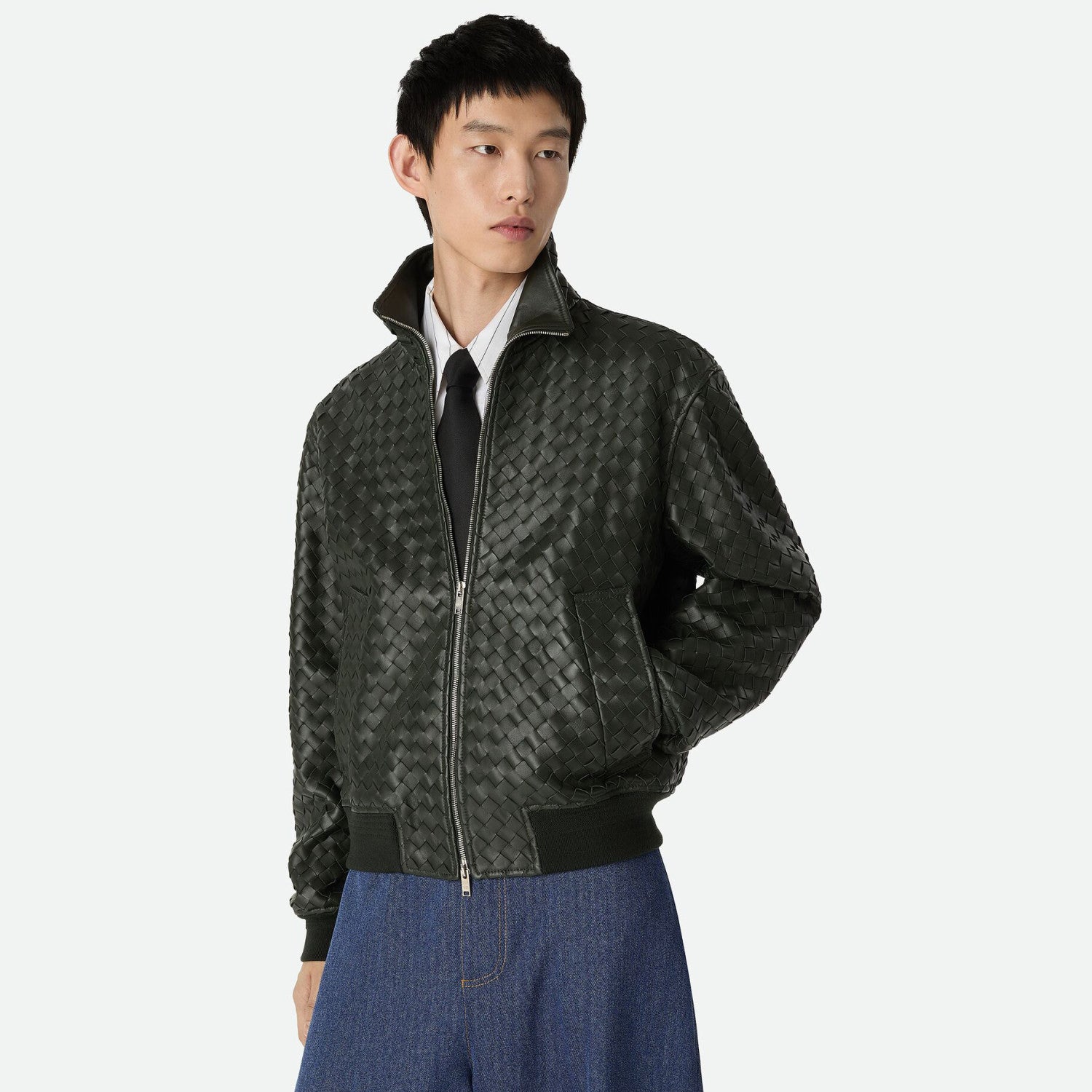 Bottega Veneta Men's And Women's Fall/Winter Fashion Casual Solid Color Hand Knitted Sheepskin Suede Zipper Jacket #78925