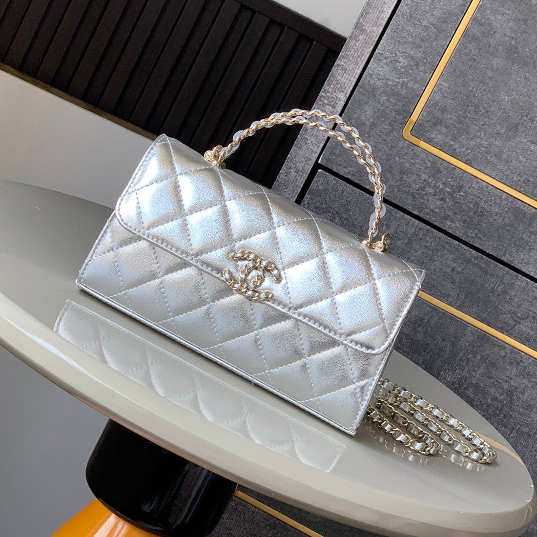 Chanel Women's Solid Color Diamond Pattern Chain Shoulder Strap Grain Embossed Leather Flap Bag Single Shoulder Handbag Crossbody Bags #77513
