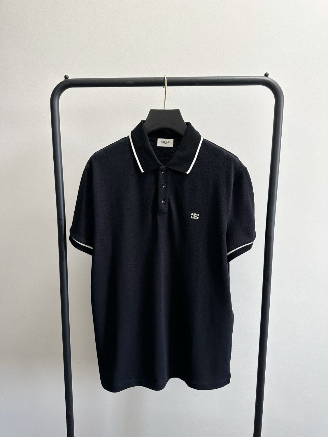 Celine Men's Summer Embroidered Logo Solid Color Short Sleeve Polo Shirt T-Shirt #72561