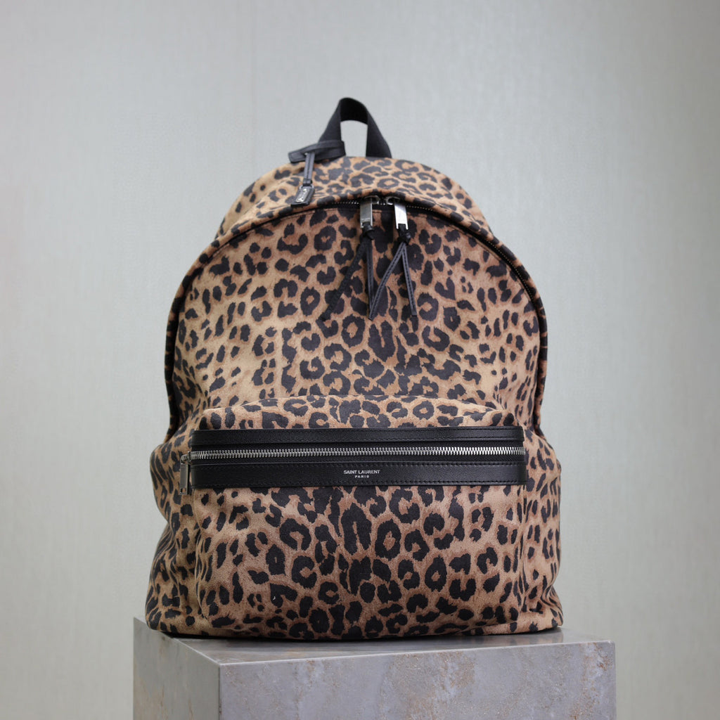 CITY Saint Laurent Embroidered Letter Fabric Leather Panel Backpack Schoolbag Bag Bags #76462