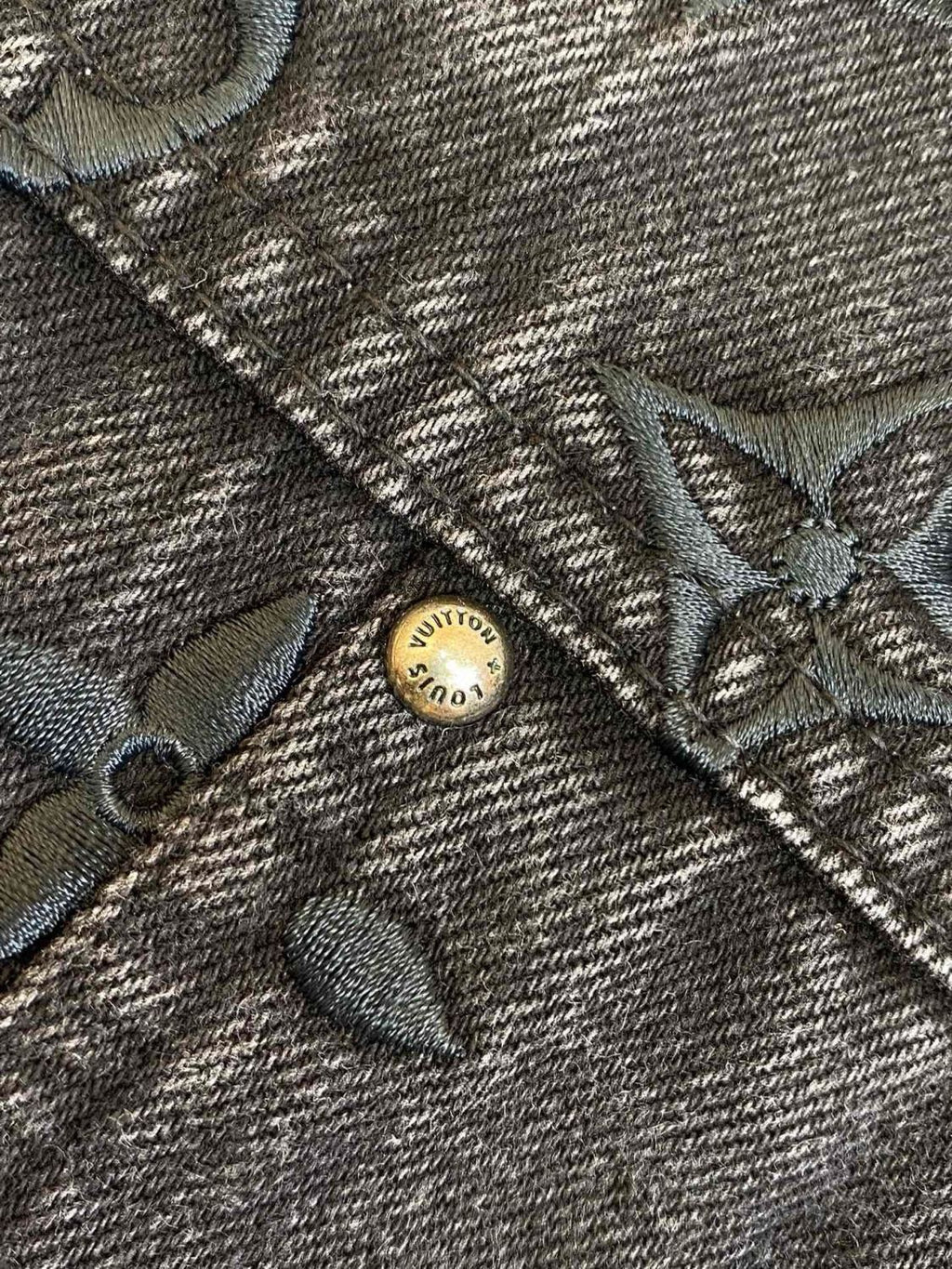 Louis Vuitton Men's Fall and Winter Logo Embroidery Gradient Single Breasted Long Sleeve Denim Jacket #72741