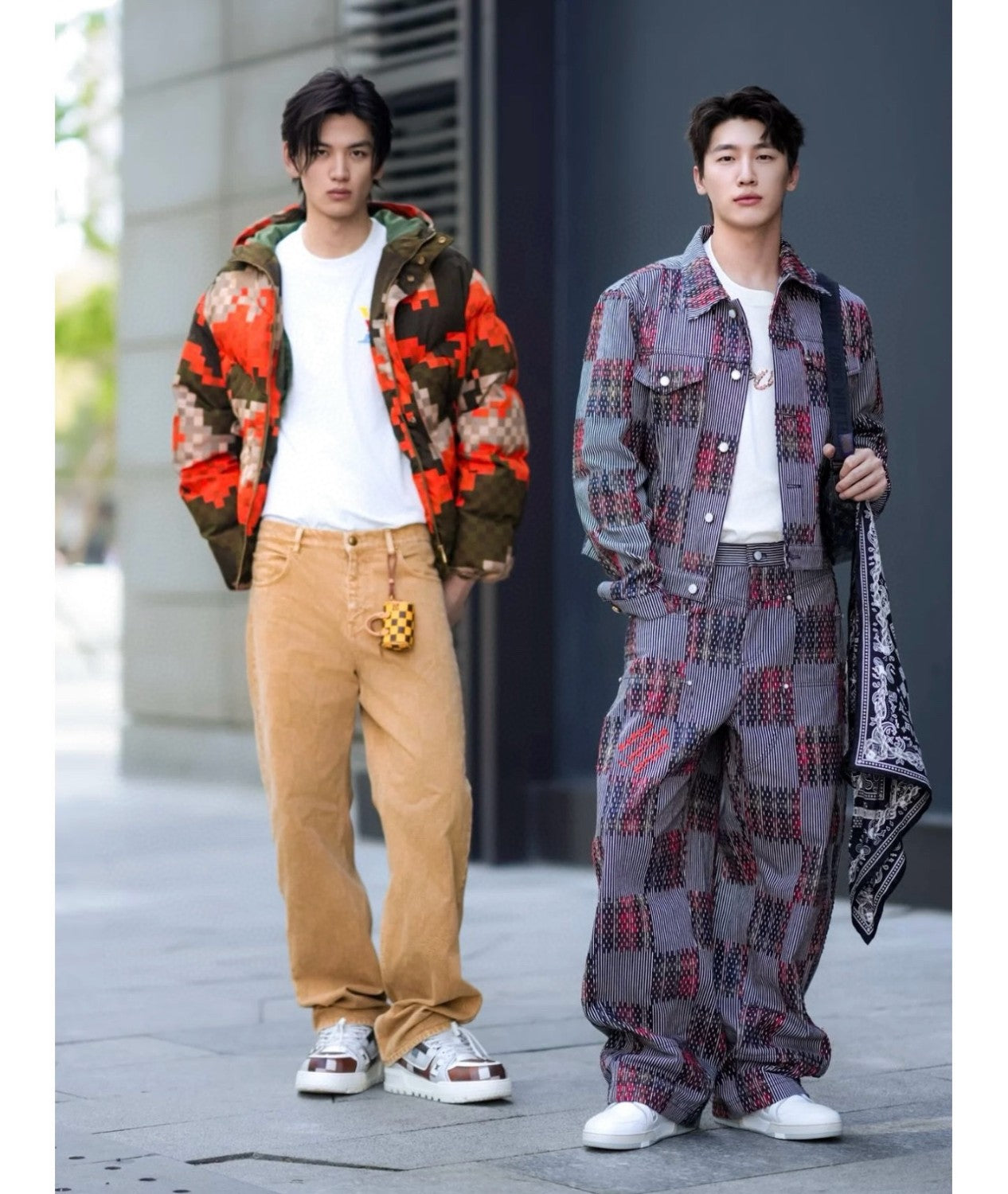 Louis Vuitton Men's Autumn And Winter Checkerboard Check Print Long Sleeve Loose Hooded Puffer Down Jacket Ngvp #9393