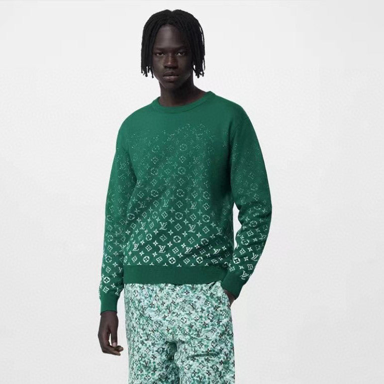 Louis Vuitton Men's Spring/Fall Fashion Casual Classic Vintage Floral Gradient Round Neck Knit Sweater #78733
